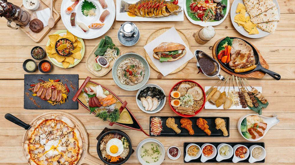 Table of foods from various cuisines 