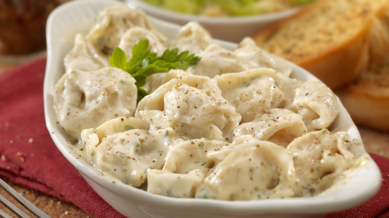 pasta with Alfredo and bread