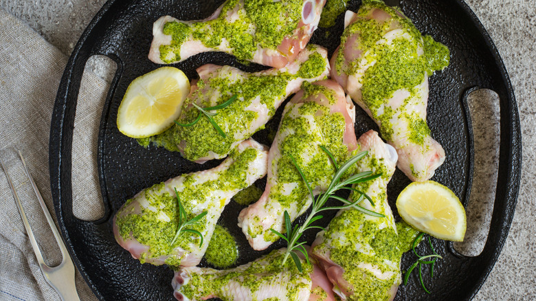 pesto lemon marinated chicken wings