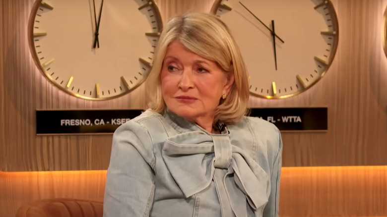 Martha Stewart wearing denim top