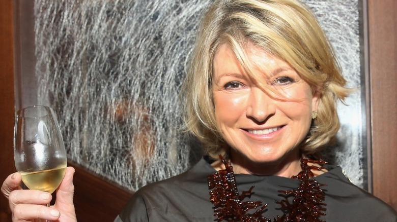 Martha Stewart with a glass of wine