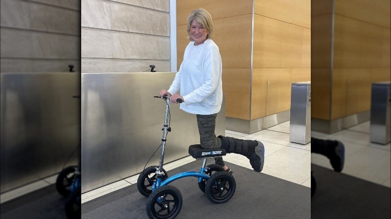 Martha Stewart on a Knee Rover scooter