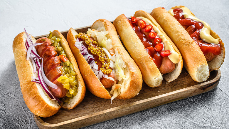 Hot dogs with toppings