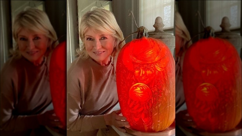 Martha Stewart with her pumpkin