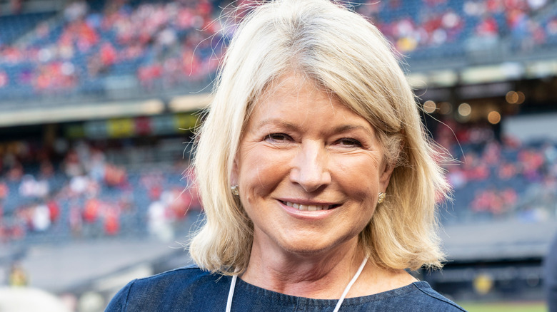 Martha Stewart smiling in stadium