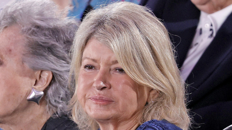 Martha Stewart at a tennis match looking unhappy