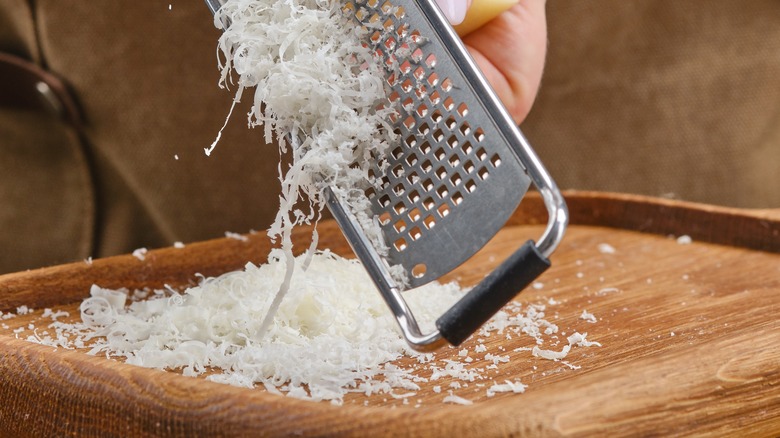 grating parmesan cheese