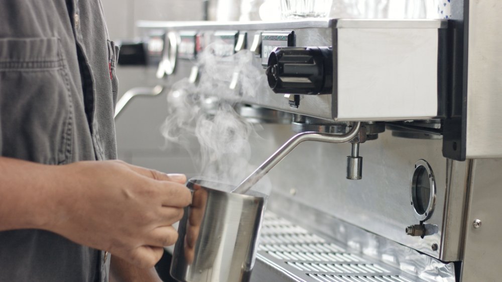 Cappuccino machine steaming