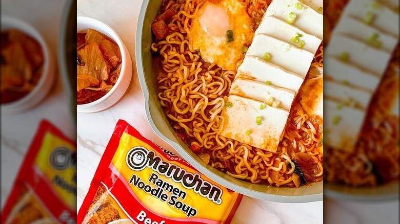 Close image of Maruchan beef ramen soft tofu hack