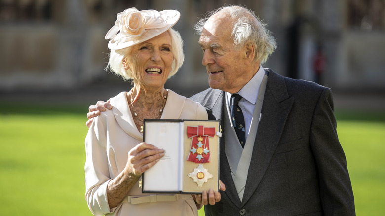 Mary Berry and husband Paul Hunnings at her Damehood ceremony