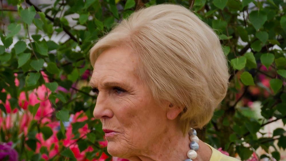 Mary Berry talking at the Chelsea Flower Show, 2017