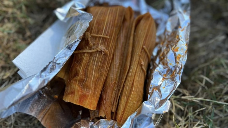 Delta-style tamales in foil