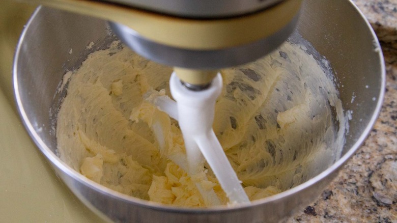 creamed butter in stand mixer