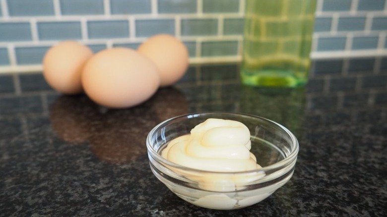 ramekin filled with mayonnaise