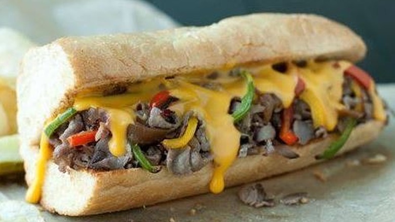 McAlister's Peppers, Onions, and Beef sandwich with cheese