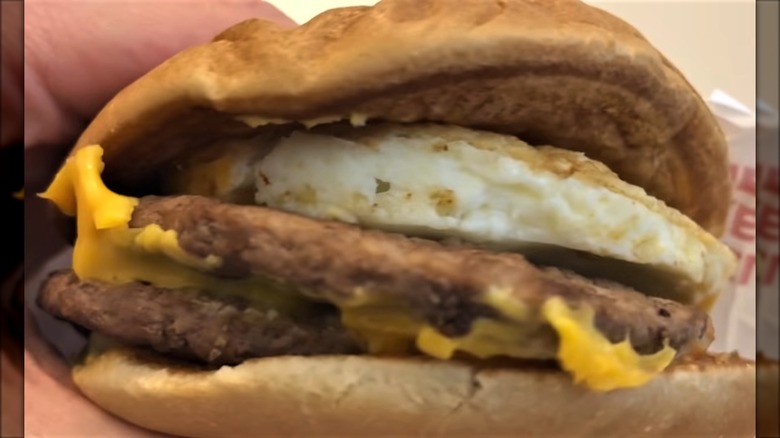 A McDouble chili cheese burger