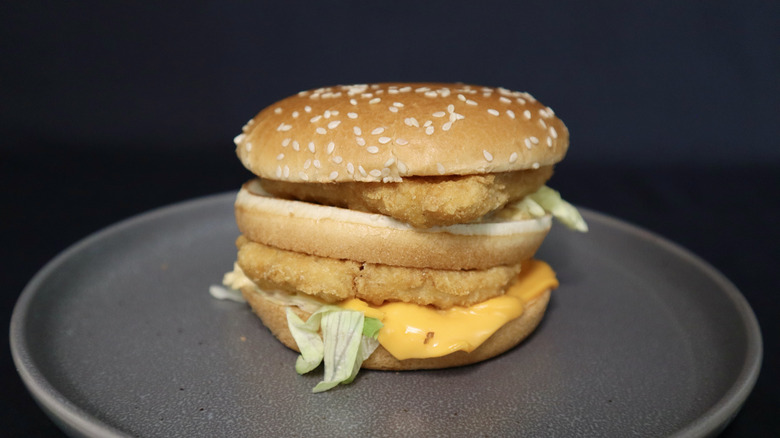 Chicken Big Mac on a plate