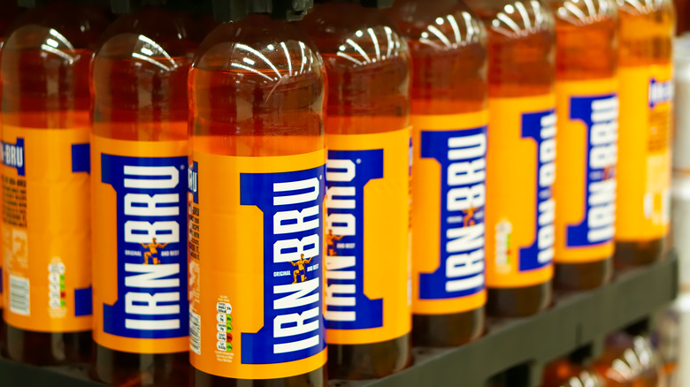 Bottles of Irn-Bru soda