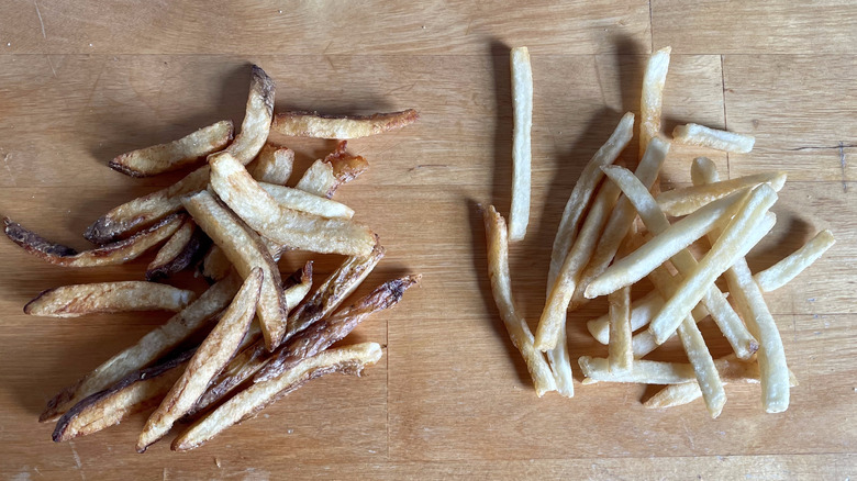 two piles of fries