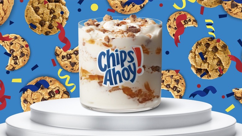 Chips Ahoy McFlurry with a cookie background