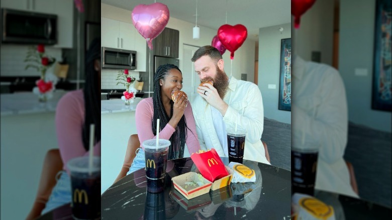 A couple enjoying a McDonald's meal 