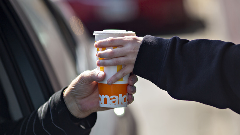 McDonalds' beverage at drive thru