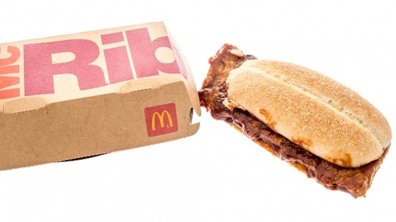 Saucy McRib sandwich and box 