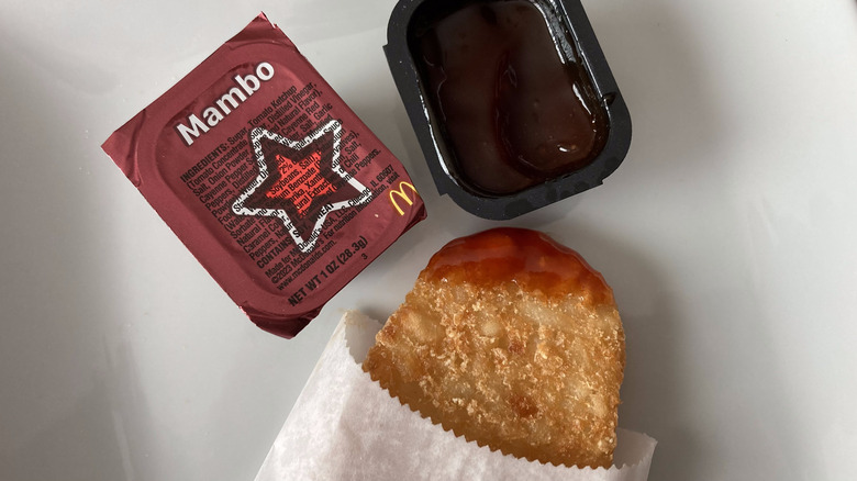 Mambo sauce with hash browns