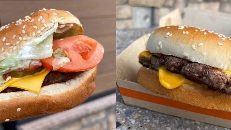 Side-by-side Whopper and Quarter Pounder