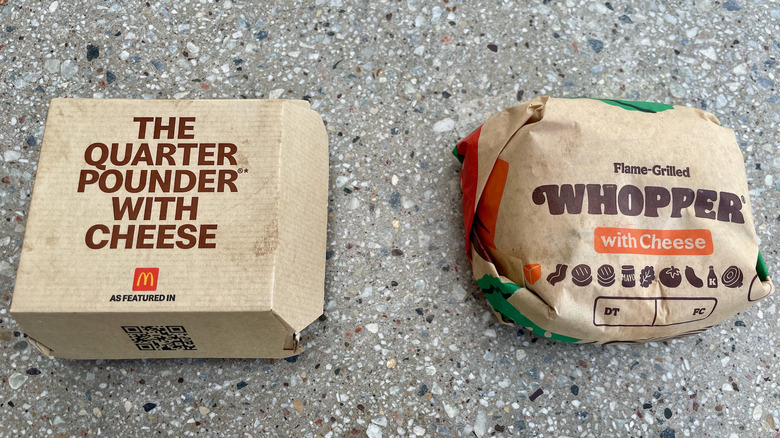 Wrapped up Quarter Pounder and Whopper