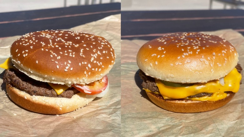 Whopper and Quarter Pounder on brown paper