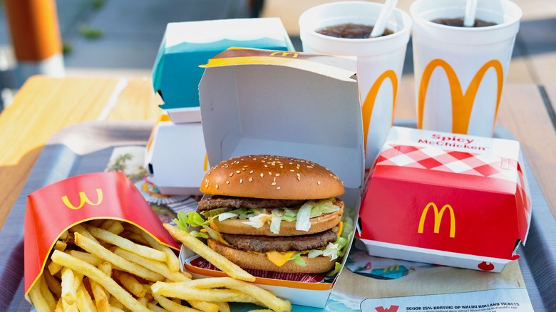 Mcdonald's burger fries and drinks