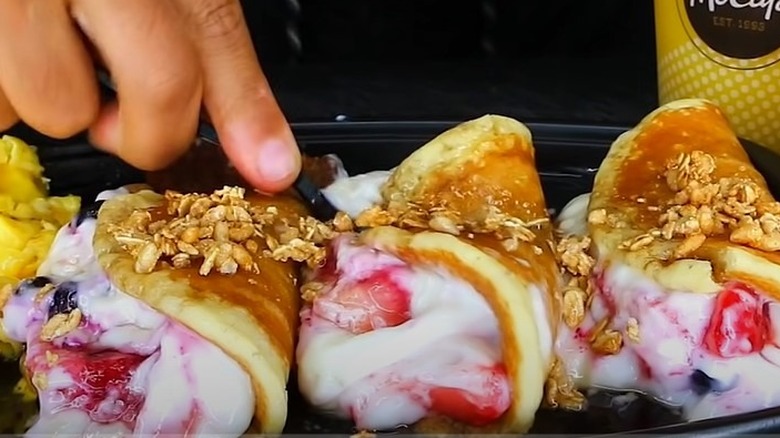 Pancakes filled with parfait