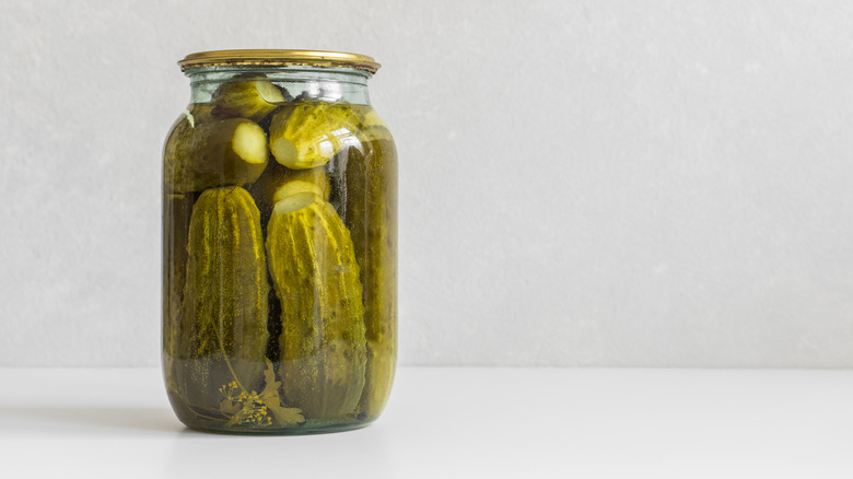 Jar of homemade pickles