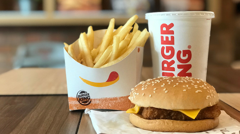 Burger king fries with soda and burger