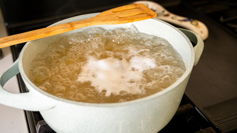 boiling pasta in Dutch oven