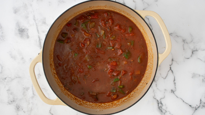 chili ingredients in pot