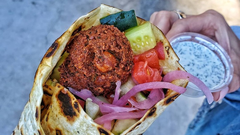 Falafel and vegetable pita