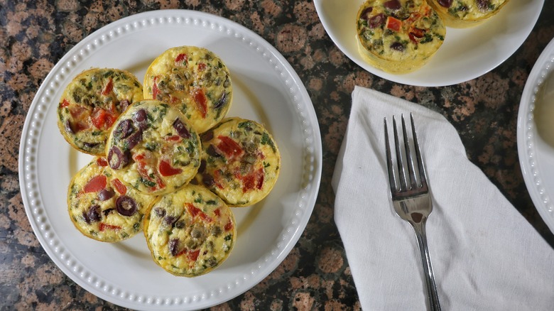 plate of mediterranean egg bites