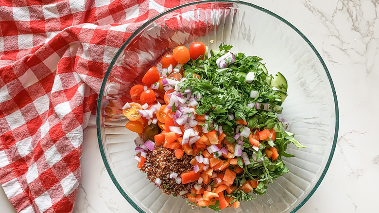 salad ingredients in bowl