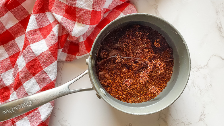 quinoa in saucepan