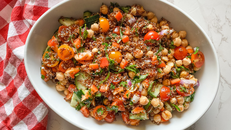 Mediterranean quinoa salad in bowl