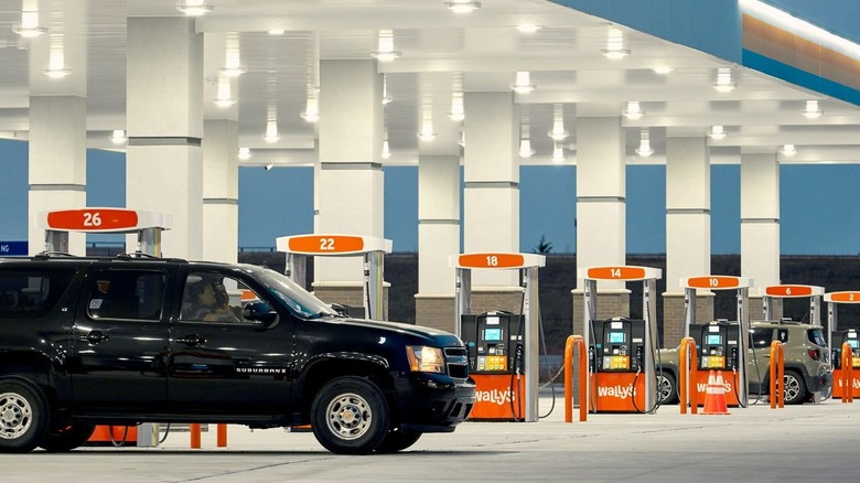 gas pumps at Wally's