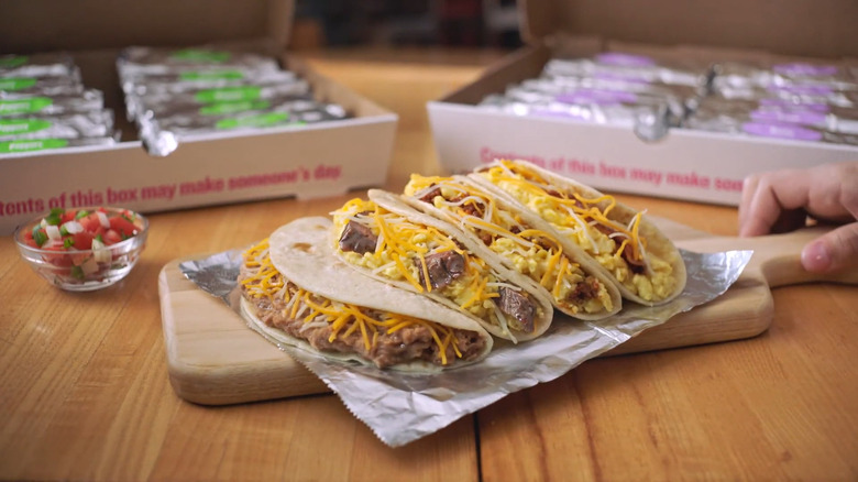 Taco Cabana breakfast tacos on board