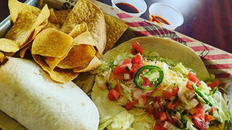 Tijuana Flats tacos and tortilla chips