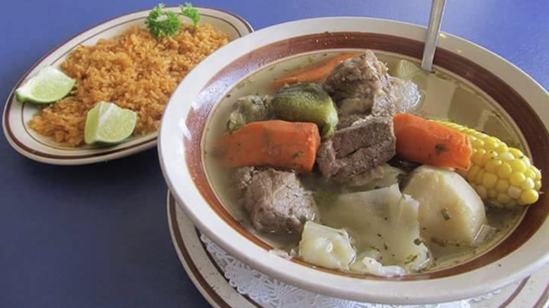 Bowl of Caldo de res Mexican soup