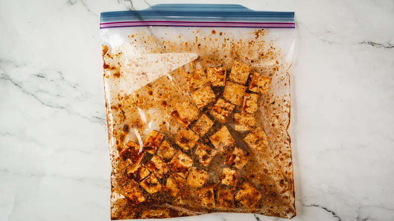 marinating tofu in sealed bag