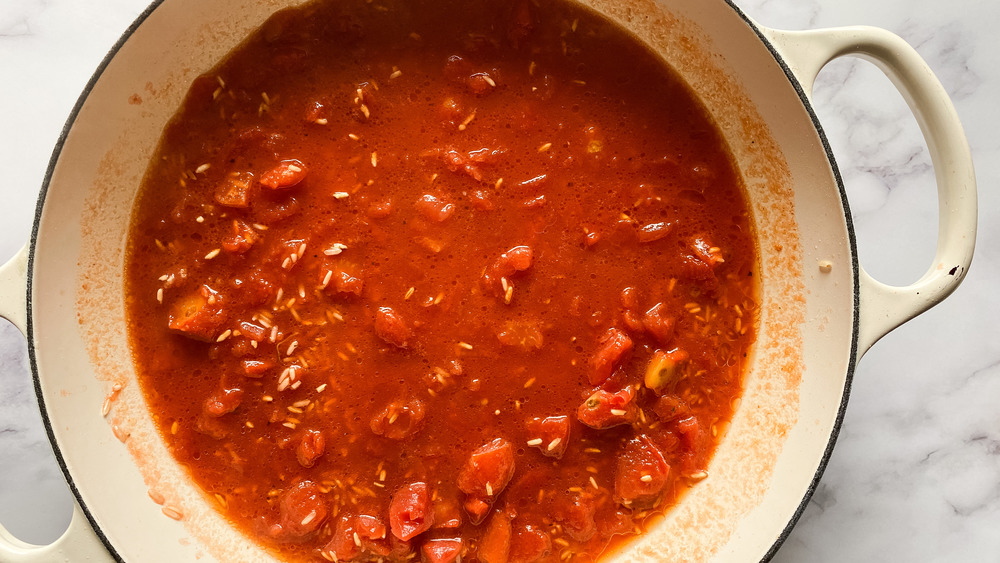 simmering rice for Mexican rice recipe