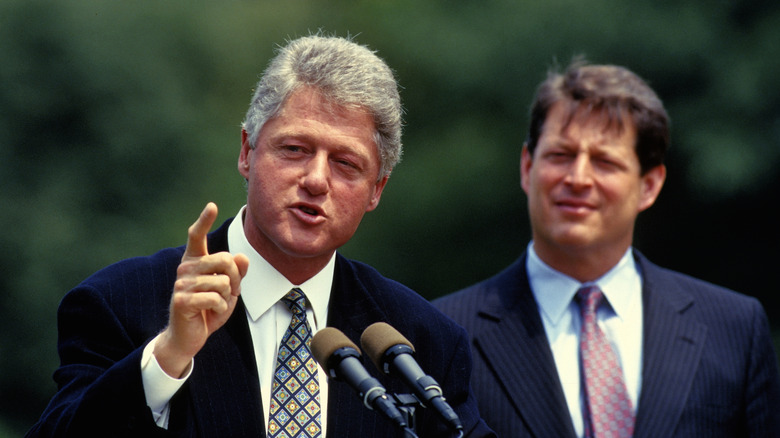 Bill Clinton and Al Gore at a podium