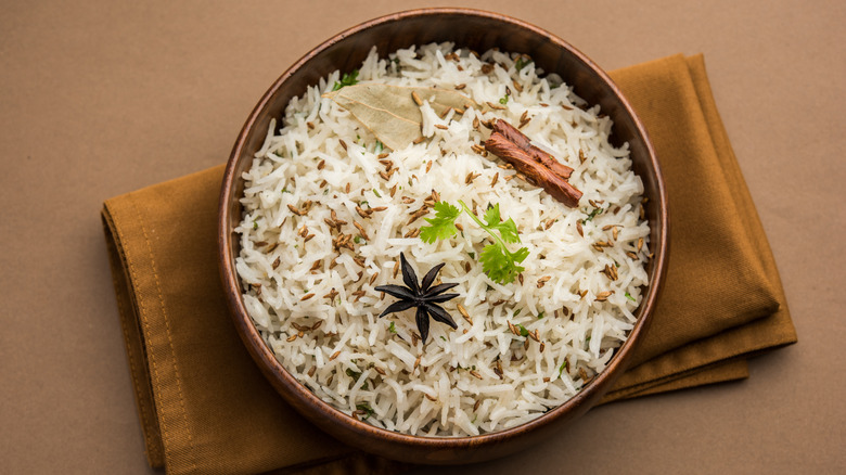 Bowl of rice with star anise